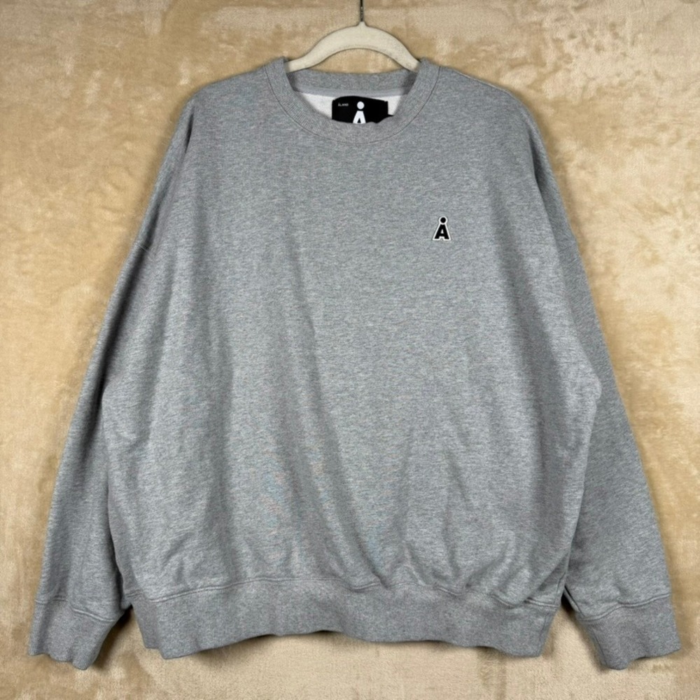 Aland Global Womens L Gray Logo Crewneck Sweatshirt Oversized Cotton Streetwear